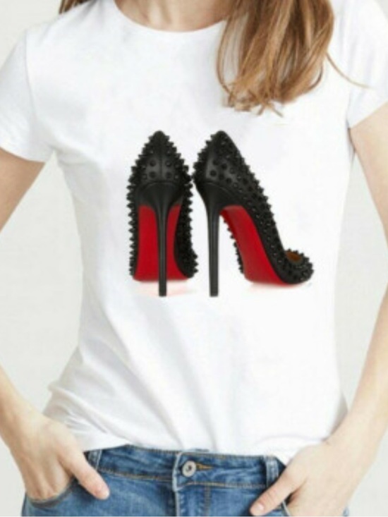 SHEIN Tops - 🎈SHEIN🎈RED BOTTOM, STUDDED HEELS, ROUND NECK TEE. NWOT!EXCELLENT CONDITION!